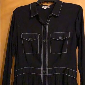 GB NWT blk button down dress with white stitching